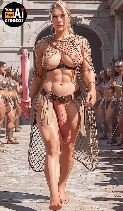 Gerçekçi, güzel futanari kızları Colosseum arenasında dev yaraklarıyla erkekleri sert sikiyor. Çeşitli pozisyonlar, grup seks