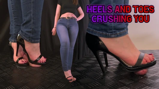 Topuklu ayakkabılar ve ayak parmaklarıyla seni eziyor - ayakla muamele, ezme, cbt, stomp, çiğneme, önyükleme, açık ayak parmak