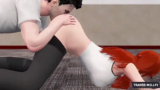 Seksi hatun yoga pantolonuyla çalışıyor