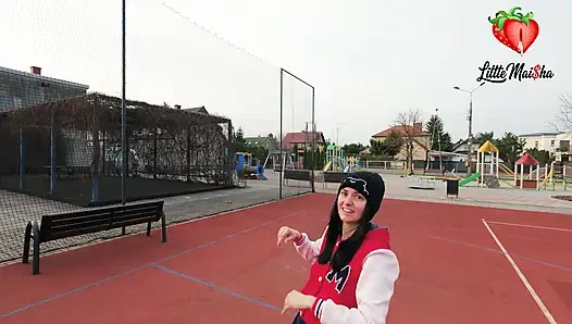 Tight and skinny black-haired basketball player gets fucked hard in a stranger's car