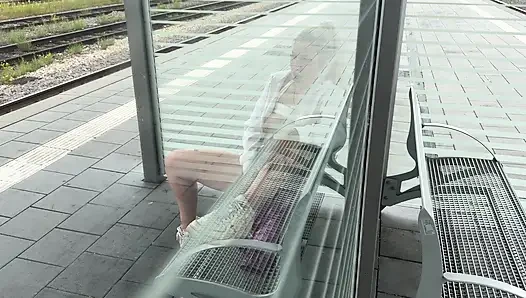 Horny slut makes it on the train track