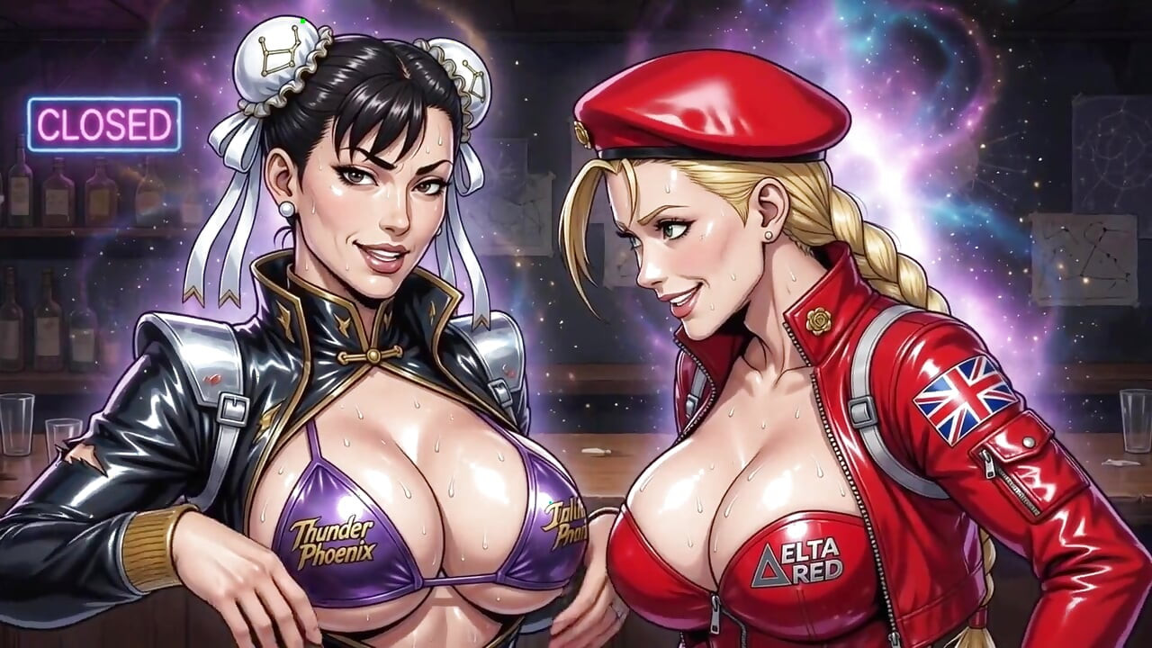 Chun Li ve Cammy ateşli göğüs dekoltesi