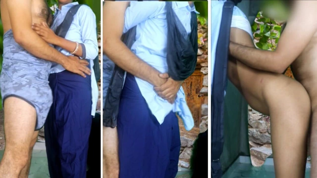 Hintli bakire liseli kız erkek arkadaşıyla ilk kez (açık havada) seks yapıyor