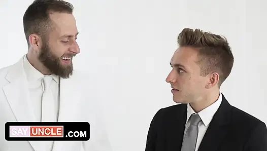 Missionary boy Elder Bar experiences President Lewis's love for a first time and fills his mouth