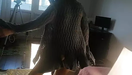 Sexy woman with hairy dancing naked. Woman with hairy, big, big ass. Amateur milf massages herself with a vibrator