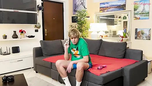 Stepaunt Is Upset Catching Her Stepnephew Secretly Masturbating with His Panties