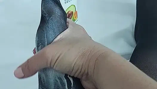 BLACK PANTYHOSE WITH LOTS OF COSMETICS