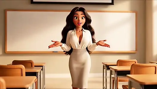 Ateşli öğretmen sınıf sırasında tamamen çıplak soyunuyor - erotik çıplak ders