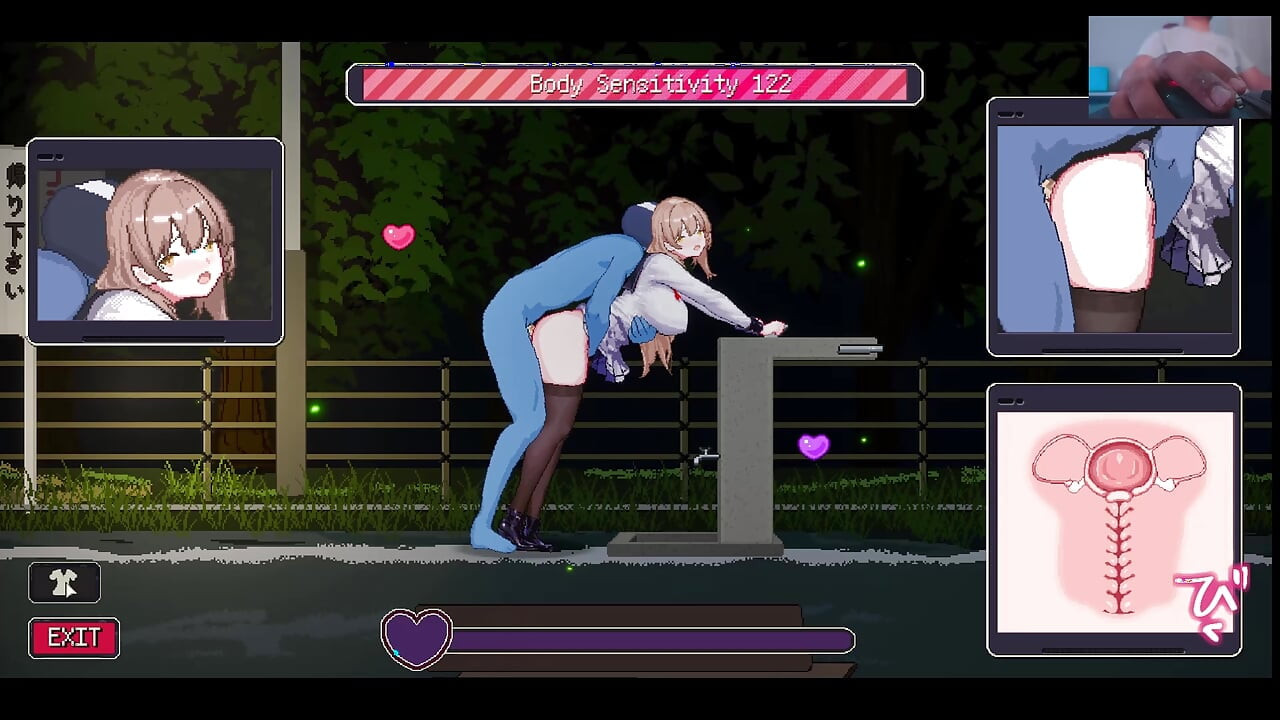 Genç büyük göğüslü kadın daha sonra yoğun ve vahşi seks ile birden fazla dölleniyor - pixel hentai oyunu