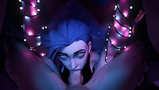 Mavi saçlı kızla kremsi yüz sikişi!