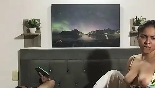 I masturbate my pussy passionately until I orgasm in front of my stepfather.