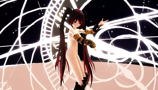 Mmd seksi uzun saç tatlı şaşkın eşek &amp; kedi gösterimleri gv00157