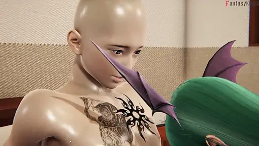Succubus Morrigan ceza olarak kavgayı kaybediyor ve sakso çekiyor - soma seals 10