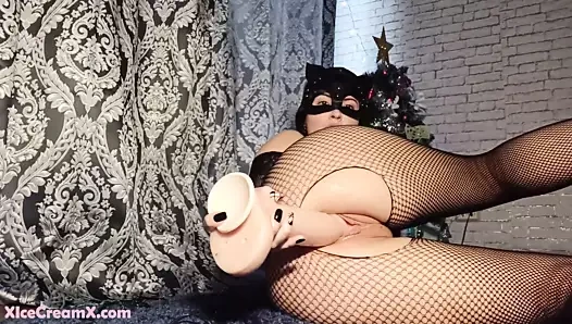 Seksi esmer içinde çorap sikikleri kendini ile bir dev yapay penis