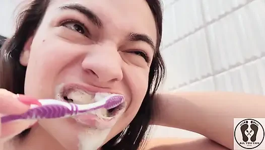 4k diş hijyen uzmanı rutin ağız fetişi yakın çekim çıplak