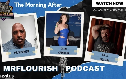 Mrflourish podcast ertesi gün bölüm sunucusu Mrflourish ile Jenn Cameron ve Billy Pilgrim