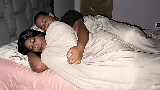 Very cold stepdaughter gets into her stepfather's bed, and he fucks her by accident thinking she was his wife