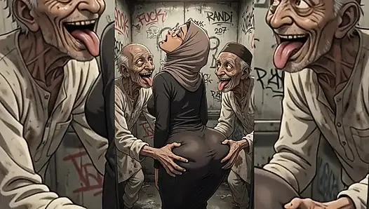 Tesettürlü Müslüman kızlar dar alanlarda çirkin piçler tarafından aşağılanmış ve grup seks yapıyor - tesettür dizisi bölüm 3