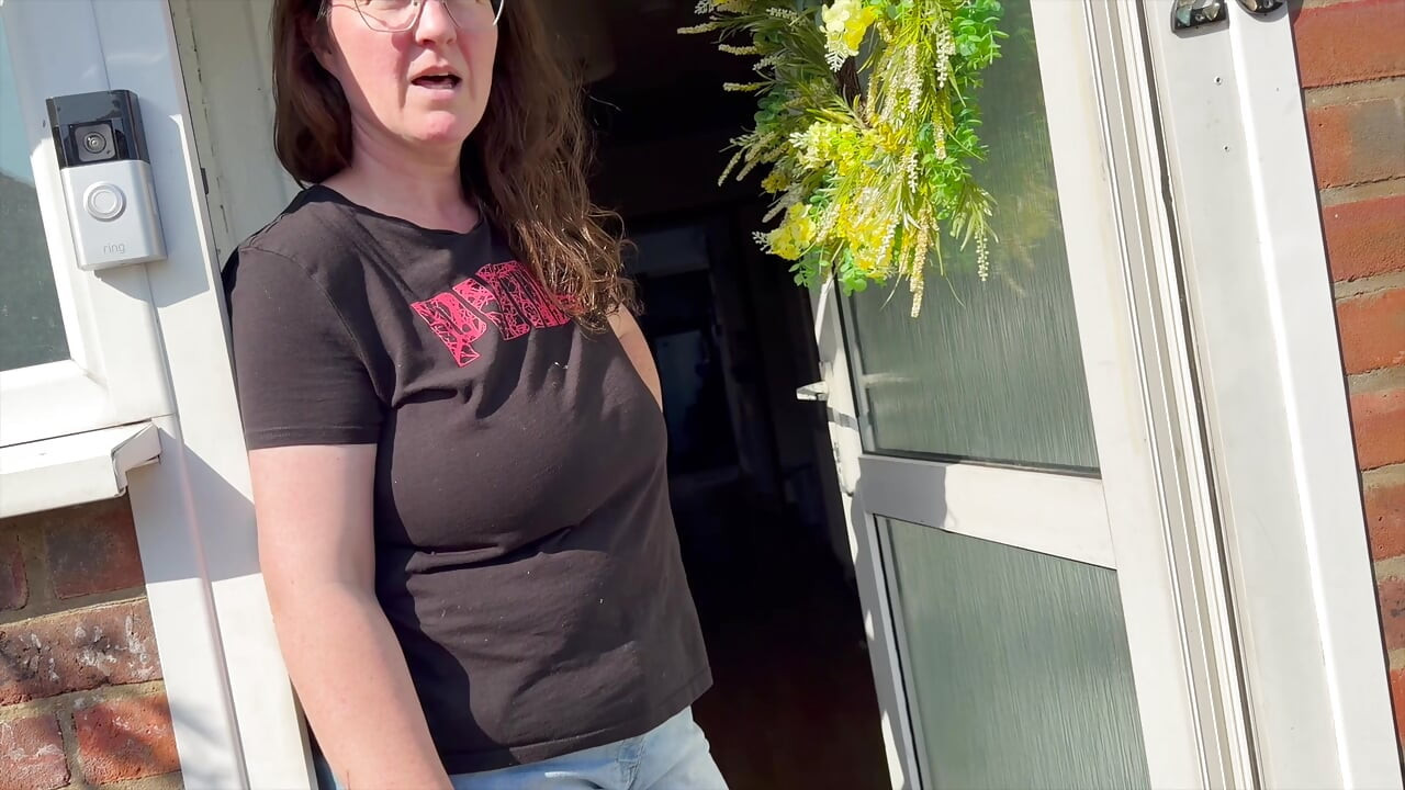 window peeping view of horny housewife