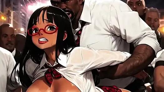 Seksi genç kadınlar mosh pit'te terli büyük zenci buluyor