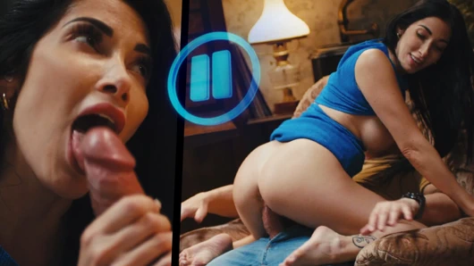 İri göğüslü hatun zamanda donuyor - seksi sikiş putu esmer ağzına boşaltıyor ve ayakları emiliyor