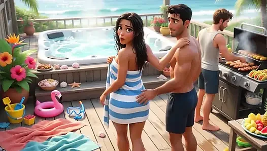 Beach House Jacuzi'de Partnerimin En Yakın Arkadaşıyla Gizli Yaz Sıcağı (Ai tarafından Üretildi)