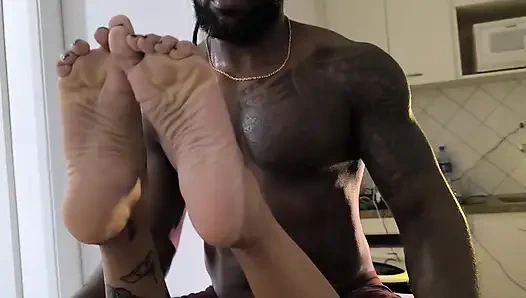 Gentle cuckold took wife to have a tantric massage with black endowed part three