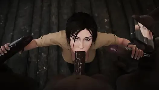 Lara Croft ve rüyasında büyük zenci yarağıyla grup seks yapıyor - 3 boyutlu gerçekçi animasyon