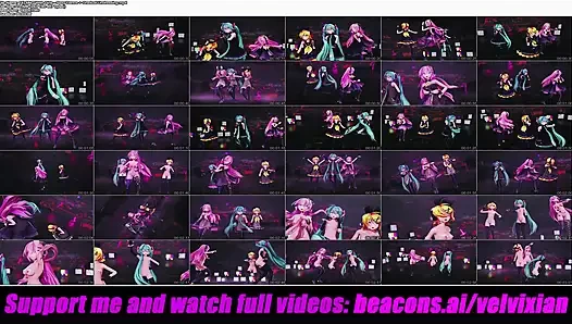 Kızlarla miku - seksi dans + kademeli soyunma (3 boyutlu hentai)