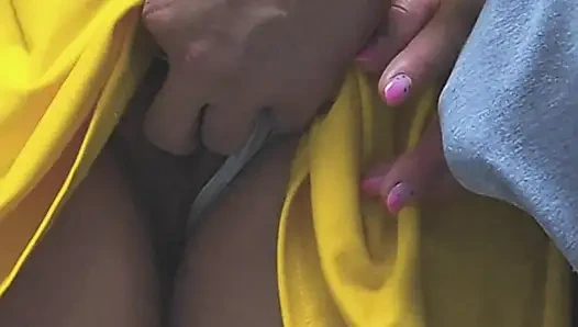 Girl Caught In Public Bus While She Stroking Stranger's Cock Until Ejaculation