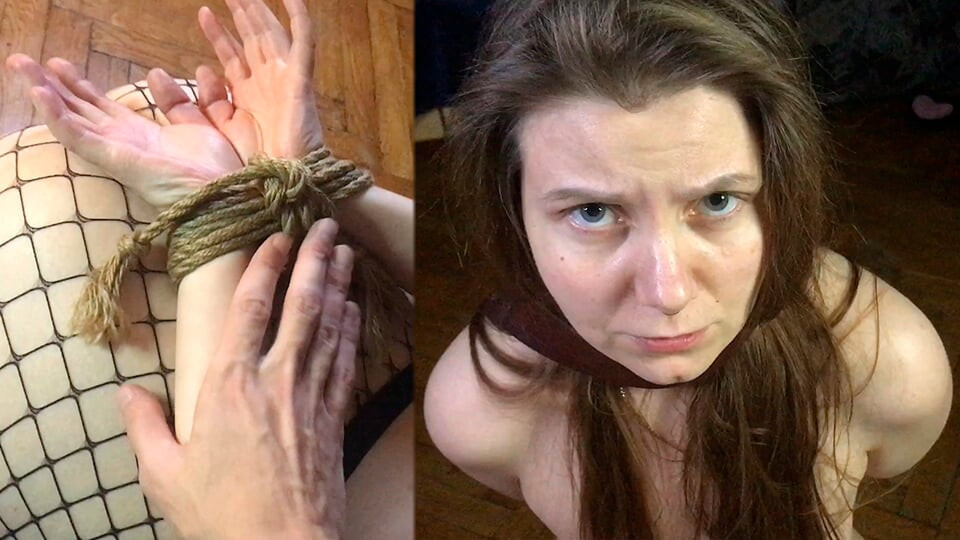 Homemade amateur footjob, deep throat, and spanking of a tied-up, naughty MILF - Lovessie