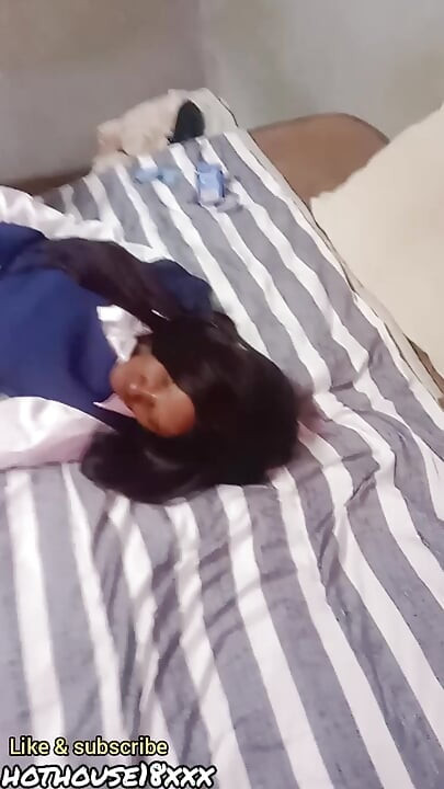 Hot 18 year old school girl plays with pink vibrator on launch chair