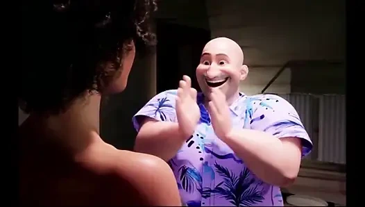 Mükemmel götlü zenci seksi kız şişman yaşlı kel adama masaj yapıyor