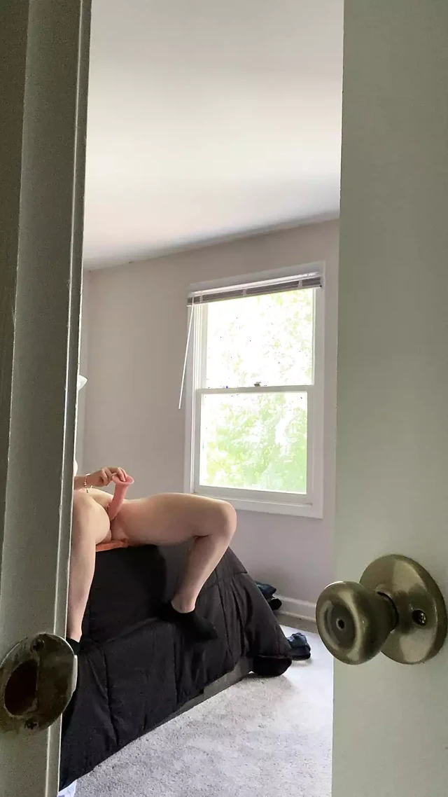 Hot brunette GOT CAUGHT playing with Giant Dildo and Vibrator by Stepbrother