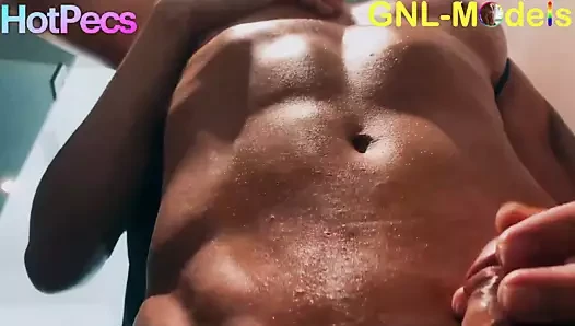 Love the big pecs views? SHower worship and muscle adoration