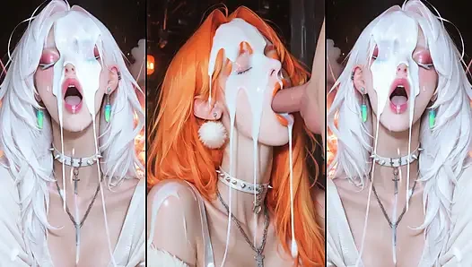 Anime karakterleri yüzlerini tamamen dölle kaplıyor.