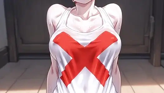 Beyaz hayalet kız mastürbasyon yapıyor ve zevkle salya akıtıyor