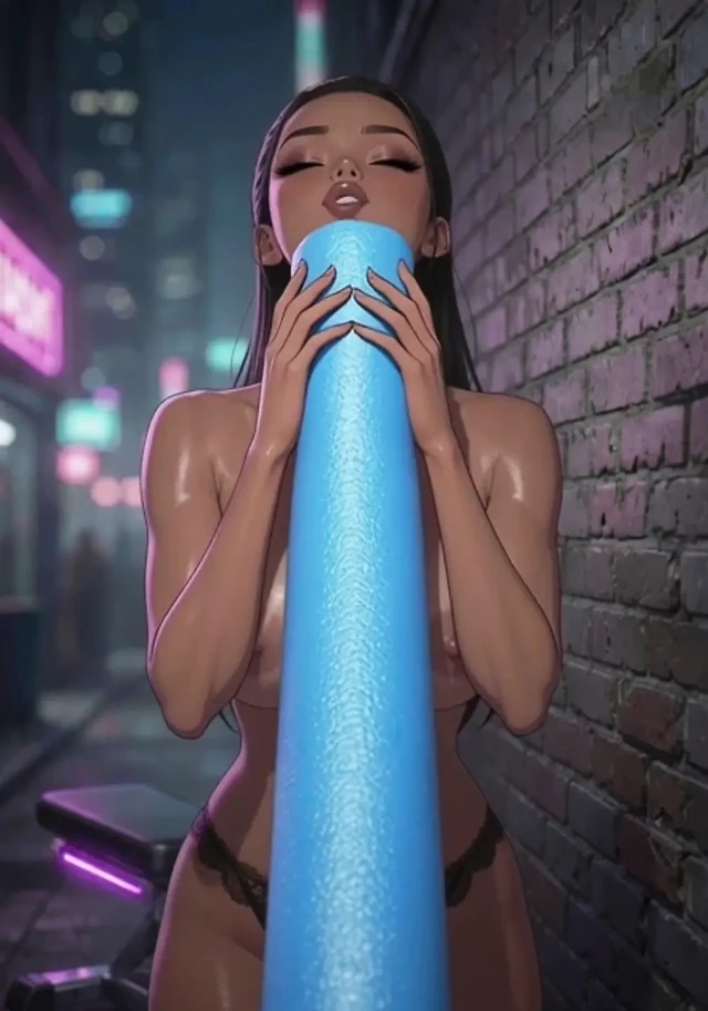 Anime and teasing with pool noodle strip dirty talking virtual sex
