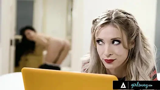 GIRLSWAY - гордая Whitney Райт соблазняет миниатюрную Aiden Ashley, услышав, что она не ее тип вообще