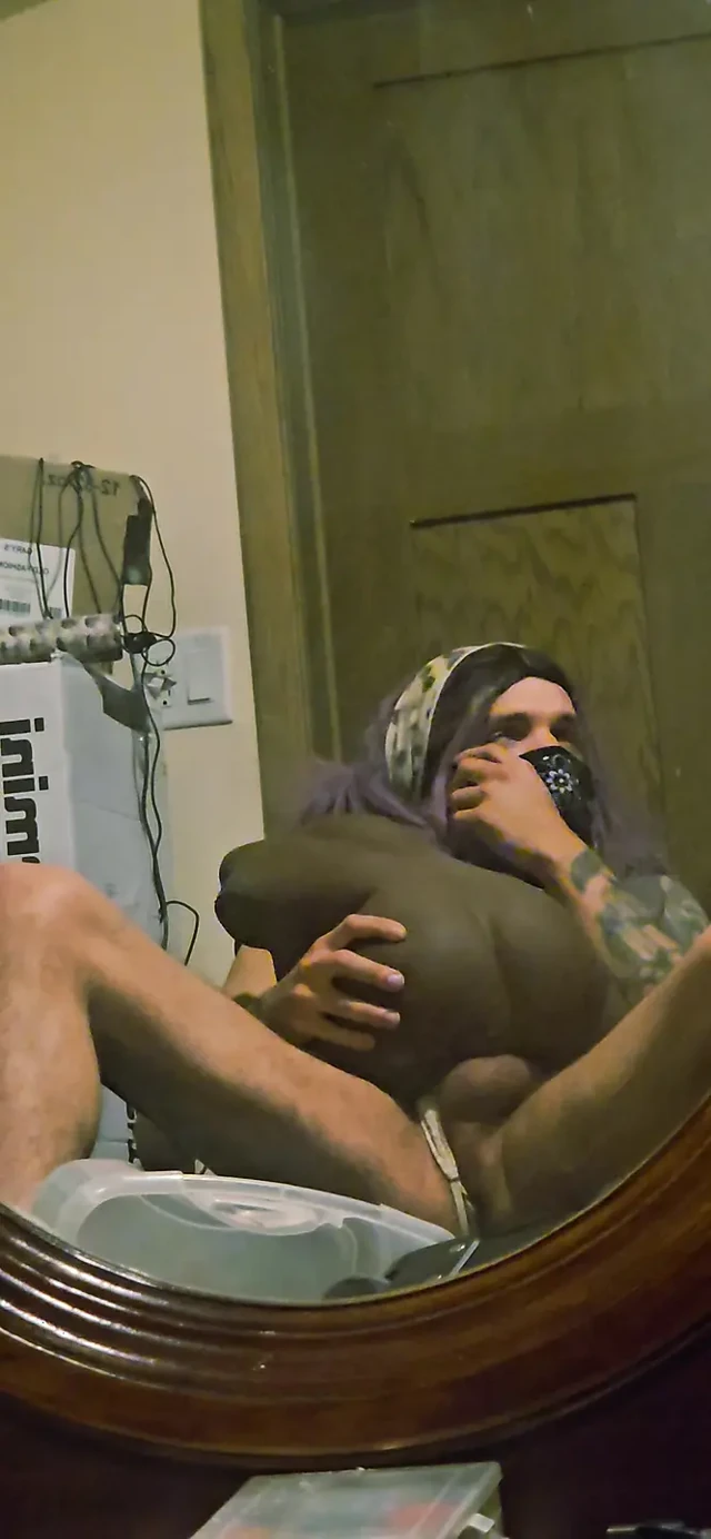 Purple-Haired Sissy Slut in Lace - Tgirl Creampie & Cum Play