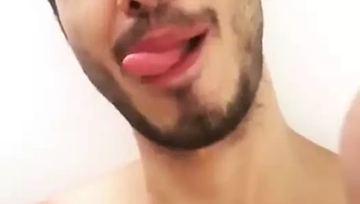 Hot smileing guy jerks off