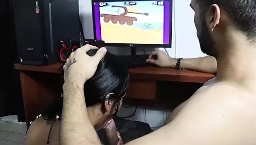BEAUTIFUL COLOMBIAN GIRL ENTERS HER BEARDED STEPBROTHER'S ROOM AND STARTS TOUCHING HER VAGINA WHILE HER STEPBROTHER PLAYS ON THE COMPUTER
