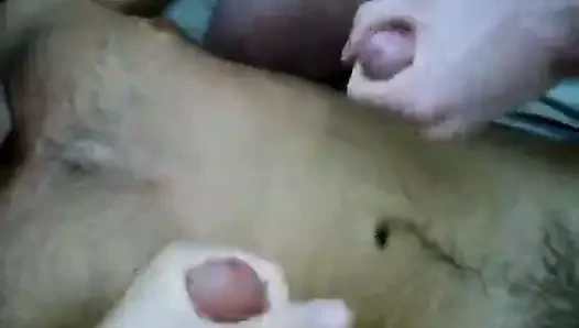 Buddy and me shoot loads on friend he cums too