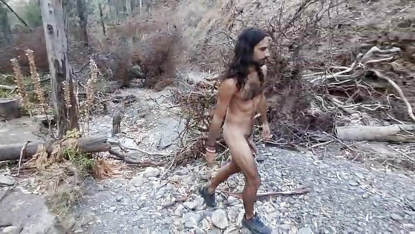 Nude walk in the forest