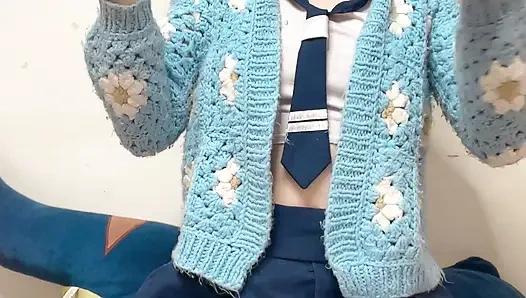 Hana Yeni Gün Iş Seks Kamerası Için Liseli Kız Kostümü Giyiyor