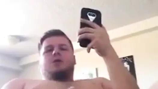 Chubby guy jerks off and cums