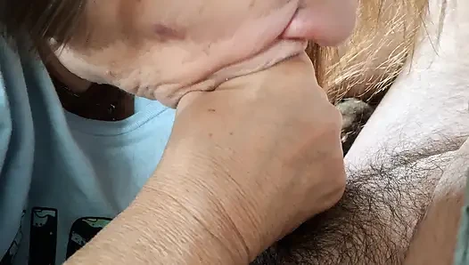 My grirlfriend sucks my cock and eats my cum after rubbing her feet all over my cock