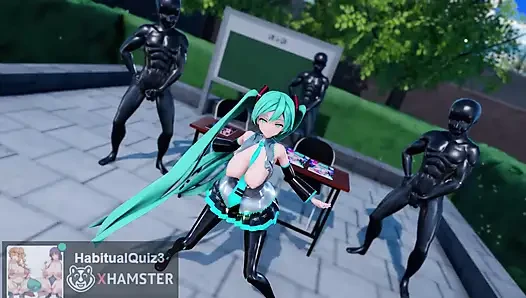 MMD R18 Hatsune Miku хочет трахаться и делает минет с большими сиськами