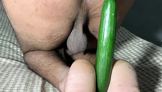 Horny Pakistani Chubby Gay Boy Raheel Fucks His Tight Ass with a Massive Cucumber - Homemade Solo Anal Masturbation Adventure