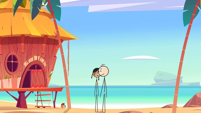 Çizgi film seksi sopa kız küçük bir yarakla sikişiyor – çıplak kumsalda seksi sopa adam